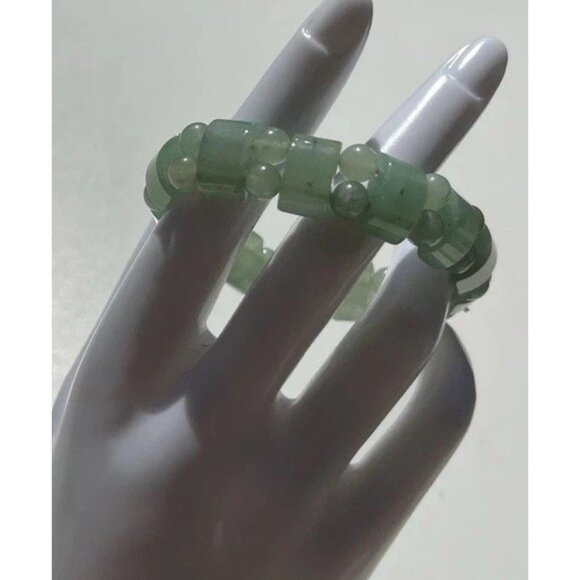 Vintage Green Jade Aventurine Multi Beads Beaded Bracelet Women’s Sz 7 - Picture 7 of 13